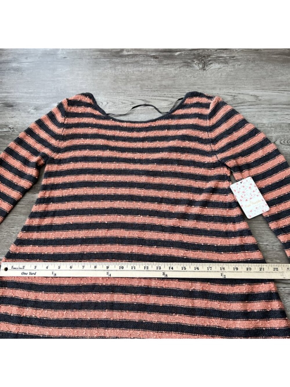 Free People Striped Mini Dress Womens‎ XS Long Sleeve Tunic Boucle Knit NWT - Picture 10 of 15